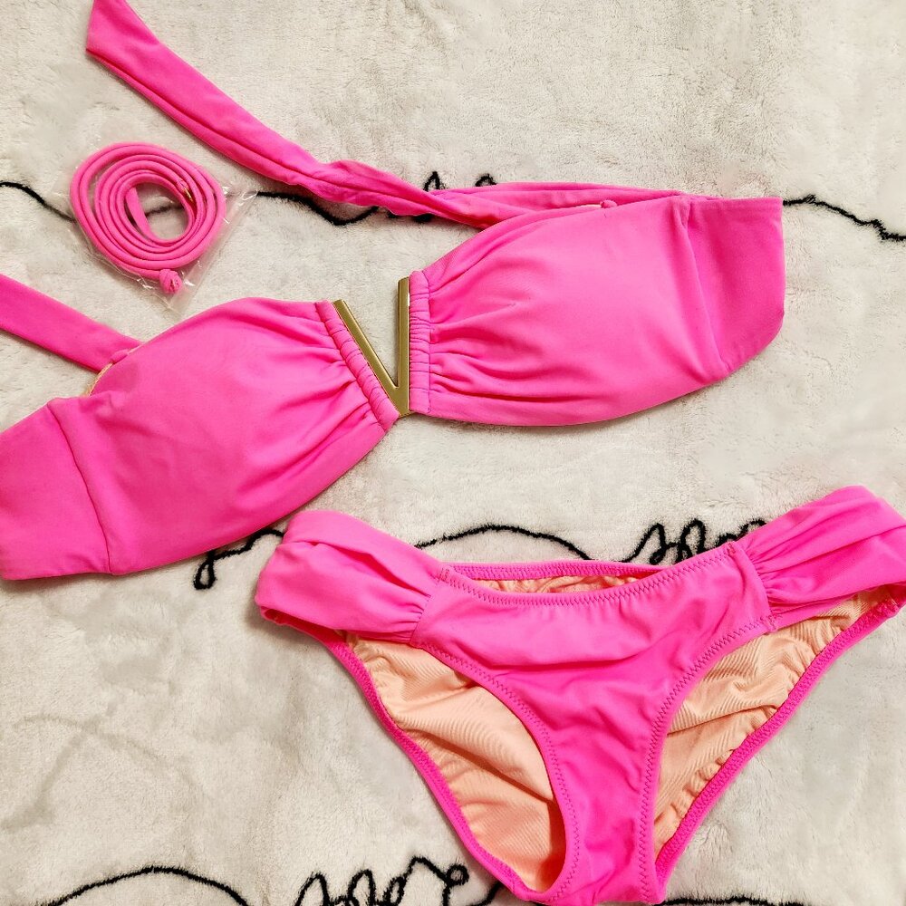 Victoria Secret Venice V-hardware Bandeau Swim Top + Havana Hipster Swim Bottom